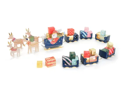 Produktbild von DIY Adventskalender-Set: Weihnachtsmannkutsche aus Papier, Farbenmix
