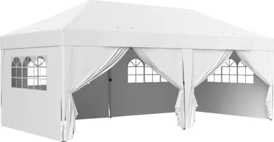 Produktbild von Pavillon ca. 6x3m Stabil Winterfest Pop-up Faltpavillon mit Fenster Reißverschlusstür Seitenteilen UV Schutz