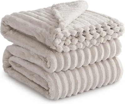 Obrázok produktu pre Flísová deka 230 x 270 cm, béžová, flanel, na pohovku