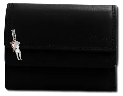 Produktbild von Old River Druckknopf Portemonnaie schwarz Leder OPD310S