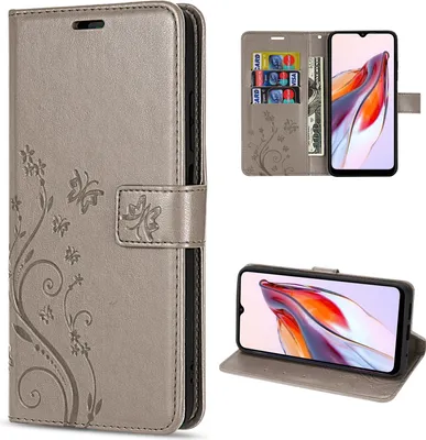 Produktbild von Hülle Xiaomi Redmi 12C, Handy Tasche Handyhülle Flip Wallet Case Klapphülle Etui Grau