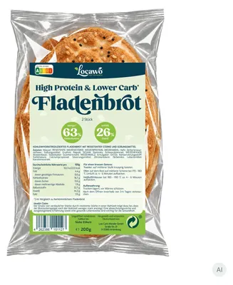 Produktbild von Locawo High Protein Low Carb Fladenbrot | Dönerbrot 200g (2 x 100g)