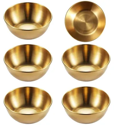 Obrázek produktu pro Solidchoice - 6 kusů omárenek z nerezové oceli, zlaté barvy, o průměru 8 cm, mini misky na omáčky