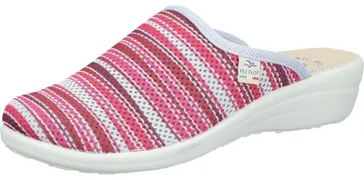 Produktbild von Fly Flot Damen Pantoffel Hausschuh gestreift Mesh Keilabsatz 330060, Größe:41 EU, Farbe:Pink