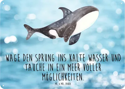 Produktbild von Mr. & Mrs. Panda Schild Orca DIN A5 - Oceanblue - Geschenk, Meer, Türschild, Wal, Wandbild, Arbeit, wandtafel, Büro, Metall, Orcas, tafel