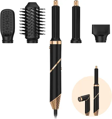 Produktbild von 5-in-1 Haarstyler Warmluftbürste Set, Faltbarer Airstyler mit Ionen-Technologie, Föhnbürste für Locken, Volumen & Glätten, 3 Temperaturstufen