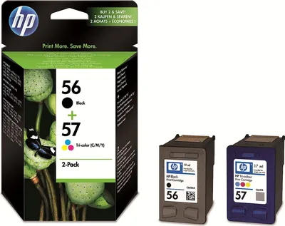 Produktbild von HP 56/57 Combo-pack, Schwarz, Cyan, Magenta, Gelb, Tinte auf Pigmentbasis, Tinte auf Farbstoffbasis, 2 Stück(e), Multipack