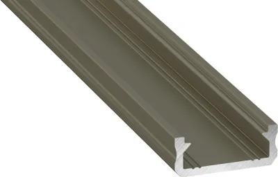 Immagine prodotto di Striscia profilata in alluminio a LED Inox | tipo D | con tappo terminale e staffa di montaggio | copertura trasparente | 1 m