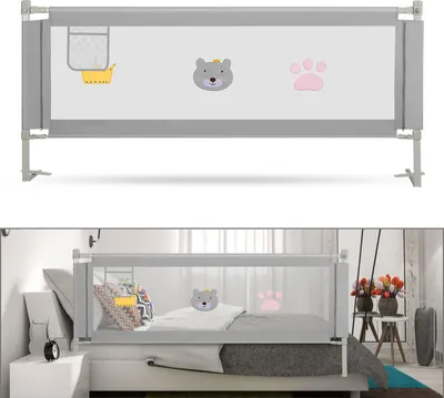 Obrázek produktu pro TolleTour zábradlí k posteli Zábradlí k posteli Výškově nastavitelné zábradlí k posteli 150 x 98 cm zábradlí k posteli Ochrana postele proti pádu z postele Tmavě šedá barva