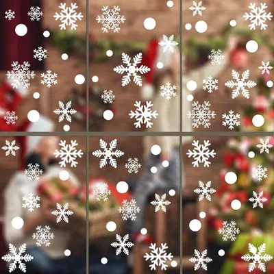 Produktbild von Weihnachts-Schneeflocken-Fensteraufkleber, Aufkleber, Dekorationen, weiße Weihnachts-Fensteraufkleber, Winter-Wunderland-Dekorationen für die Weihnachtsfeier