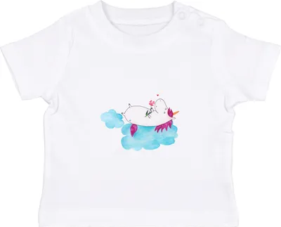 Produktbild von Mr. & Mrs. Panda Organic Baby Shirt Einhorn Verliebt 0. - 6. Monat - Weiß - Geschenk,  T-Shirt, Kinder Top, Unicorn, Einhörner, Oberteil, Liebe, Freundin, Babyshirt