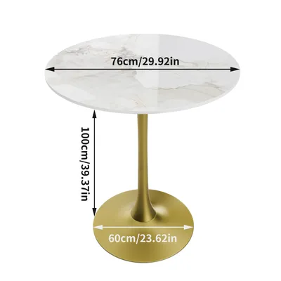 Produktbild von WISFOR Runder  Bartisch Esstisch Stehtisch Küchentisch Esszimmertisch aus Marmor Esszimmer 76x76x100 cm Bistrotisch Gold
