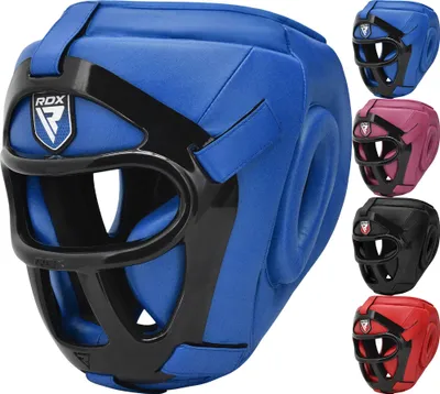 Produktbild von RDX Kopfschutz Boxen Gitter, Maya Hide Leder, MMA Kickboxen Kampfsport Thaiboxen Gesichtsschutz, Boxhelm Nasenschutz Muay Thai Taekwondo, Kopfschützer Training Head Guard Boxing Sparring Manner Damen