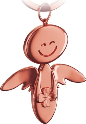 Produktbild von FABACH Schutzengel Schlüsselanhänger Smile mit Kleeblatt - Glücksengel aus Metall - Viel Erfolg Glücksbringer Auto Engel Anhänger - Geschenk Viel Glück