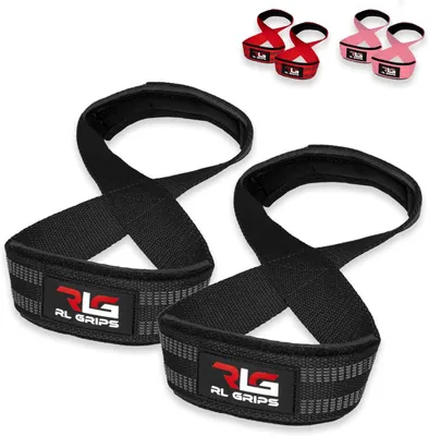 Immagine prodotto di Set di 8 cinghie per esercizi, imbottite, a forma di "8", ideali per il sollevamento pesi, i deadlift e il bodybuilding