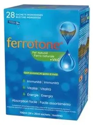 Produktbild von FERROTONE Apfel, 28 Beutel, 25 ml