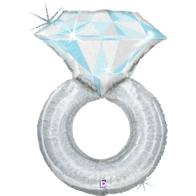 Produktbild von Shape Folienballon "Diamantring Silber" | 94 cm