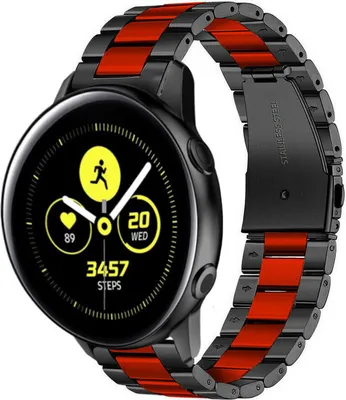 Produktbild von Strap-it Samsung Galaxy Watch Active / Active 2 Gliederamband (Schwarz / Rot)