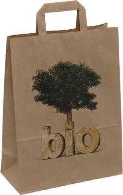Produktbild von 25x Papiertragetaschen naßfest mit Motiv 260+120x350mm. braun 80 gr.