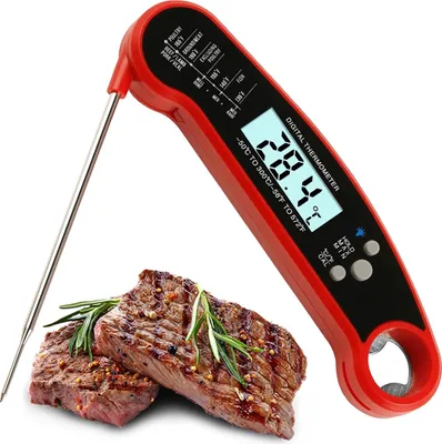 Produktbild von OKWISH Fleischthermometer Digital, Sofort Lesen Bratenthermometer Grillthermometer, Alarmeinstellung, Backofenthermometer für Küche, BBQ, Ofen, Backen