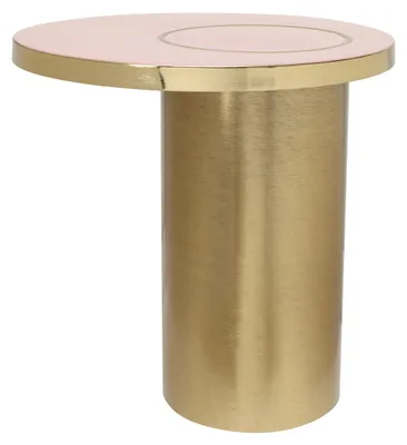 Obrázek produktu pro Přístavec Padiro, kulatý, průměr 51 cm, výška 50 cm - růžová/zlatá barva - moderní vzhled s prvky stylu art deco - ocel - ručně vyrobený
