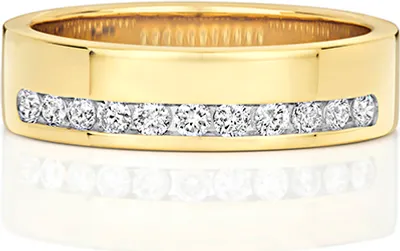 Produktbild von Funkelndes Feuer 9 Karat (375) Gold Halb Eternity Diamant Damenring Brillant-Schliff 0.25 Karat H - I1 I2, 58 (18.5); TRS318989KYRSQ