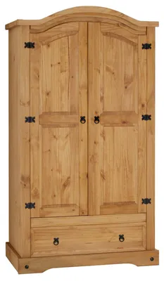 Produktbild von Kleiderschrank SALSA Garderobenschrank Mexiko Möbel Kiefer massiv, gebeizt/gewachst, 2 Türen und 1 Schublade
