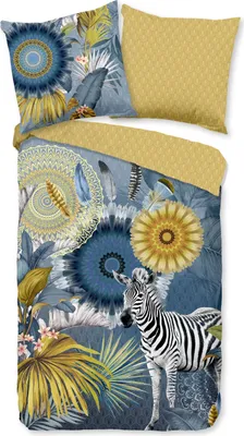 Produktbild von Traumschloss Satin Bettwäsche - Laska - Mandalas mit Zebra, blau, gelb 155 x 220 cm blaue, gelbe Mandalas mit Zebra