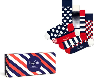 Produktbild von Happy Socks Classic Navy 4-Pack Gift Box  Mehrfarben - Große 41-46