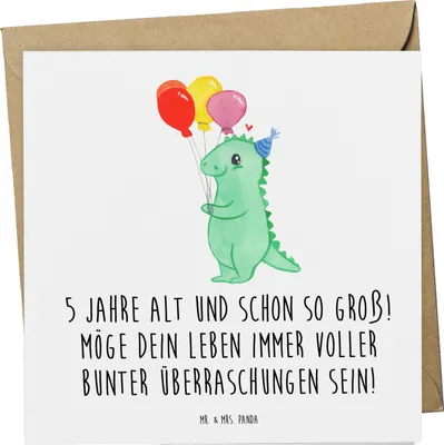 Produktbild von Mr. & Mrs. Panda Glückwunschkarte 5. Geburtstag - Weiß - Geschenk, Geburtstagsfreude, Alter, Happy Birthday, faltkarte, Lebenswünsche, Geschenke für Kinder, doppelkarte