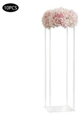 Immagine prodotto di Supporti per fiori per matrimonio, decorazioni per tavoli - Set da 10, colonne in acrilico - altezza 80 cm - autoportanti - capacità di carico 8 kg - trasparenti