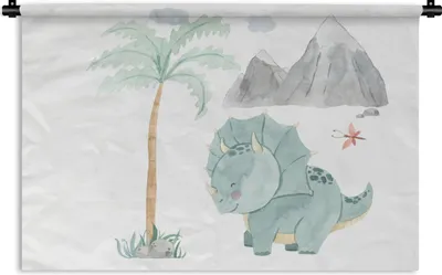 Produktbild von MuchoWow® Wandteppich Wandbehang Kinderzimmer - Dinosaurier - Berg - Jungen - Mädchen - Kind 60x40 cm Tapisserie Dekoration Wandtuch - Wanddekorationen