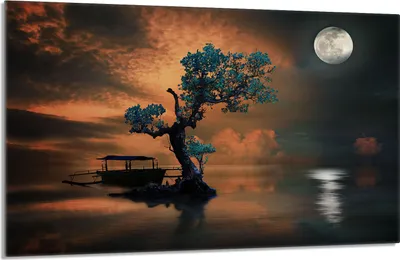 Image de Plaque de recouvrement pour cuisinière 80x52cm en 1 partie Couverture de plaque vitrocéramique Protection anti-éclaboussures, arbre lune