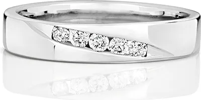 Produktbild von 9 Karat (375) Weißgold 4mm Flach Court Form Diamant Trauring/Ehering/Hochzeitsring Brillant-Schliff 0.15 Karat H - PK1, 49 (15.6); TRS380209KWRSJ