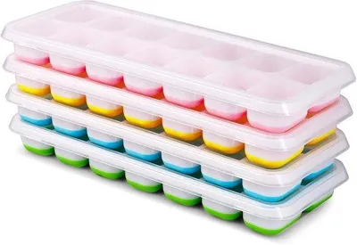 Produktbild von Famanu Eiswürfelformen Set – 4 Silikonformen mit Deckel, 14 Fächer, BPA-frei