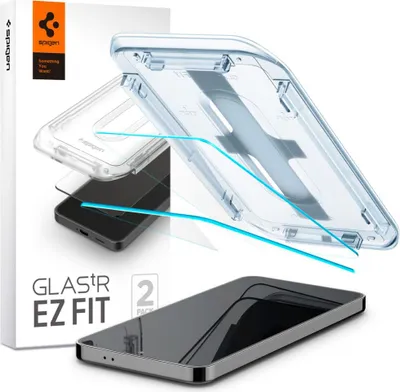 Produktbild von Spigen EZ Fit Displayschutzfolie passend für Samsung Galaxy S25 und S24 mit Montagewerkzeug - 2 Stück