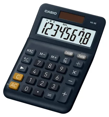 Obrázok produktu pre Casio MS-8E, Desktop, Kalkulačka s displejom, 10 číslica/číslic, Batérie, Čierna, Šedá, Oranžová