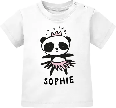 Produktbild von Baby T-Shirt mit Namen personalisiert kleines Panda-Bär Mädchen kurzarm Baumwolle SpecialMe® weiß 56/62 (1-3 Monate)