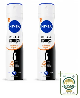 Produktbild von 2 x NIVEA Black & White Ultimate Impact Deodorant Spray - 150 ml - Vorratspackung - 2 Stücke