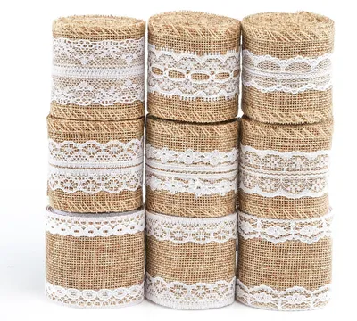 Jute-Kantenband, 9 Rollen à 200 cm, Vintage-Deko