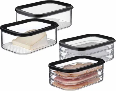Produktbild von Mepal MODULA Aufschnittdosen XL 4er Set schwarz