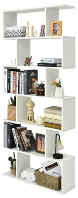Immagine prodotto di Libreria a 6 ripiani, divisorio per ambienti, scaffale autoportante, 80 x 23 x 191 cm, bianco