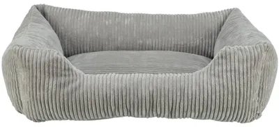 Produktbild von TRIXIE Orthopädisches Cord-Bett für Hunde und Katzen mit Rand und Memory-Foam - hellgrau - 60 × 50 cm