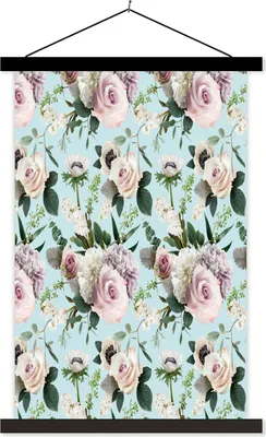 Produktbild von MuchoWow® Textilposter Blumen - Rosen - Pastell 120x180 cm mit schwarzem Rahmen - Fotos