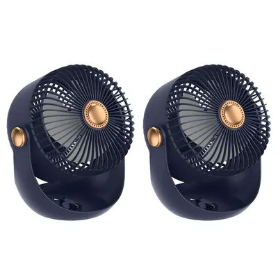 Produktbild von 2x Tischventilator USB Wand/Deckenmontage für das Büro wiederaufladbar mit 2400 mAh 3 Geschwindigkeitsstufen kompatibel mit Aromatherapie-Tabletten