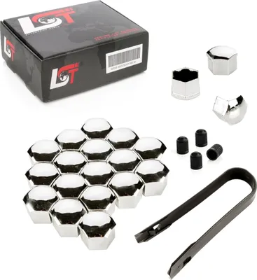 Produktbild von 20x Radschraube Kappen Abdeckkappen Set 17 mm chromfarben für AUDI PORSCHE