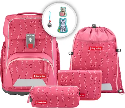 Zdjęcie produktu dla Zestaw tornistrów Step by Step BASIS, 4-częściowy Pink Bubbles, 1 klasa