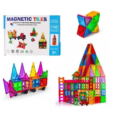 Zdjęcie produktu dla Zestaw magnetyczny – 108 elementów – Magnetic Tiles