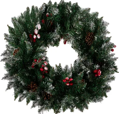 Obrázek produktu pro Věnec na dveře se zasněženými bobulemi Ø 45 cm Vánoční dekorace na dveře, stěny a okna 22302