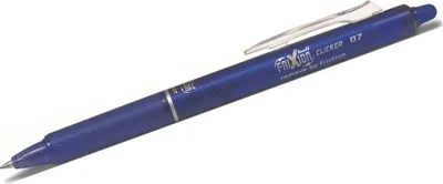 A blue pen is shown on a white background.